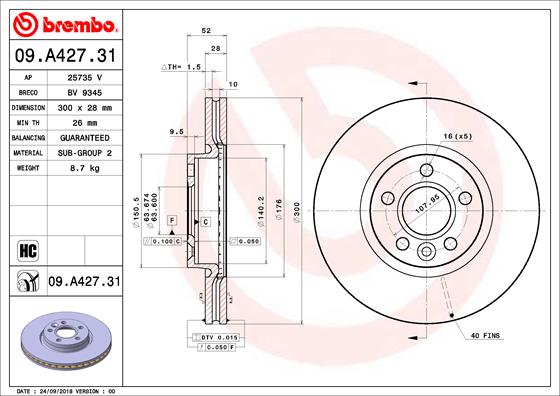 Disc frana 09.A427.31 BREMBO