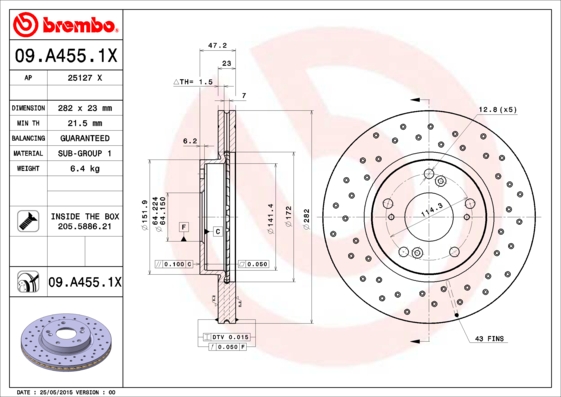 Disc frana 09.A455.1X BREMBO