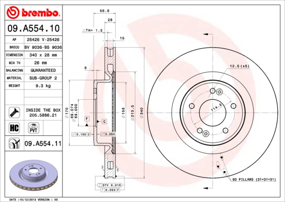 Disc frana 09.A554.10 BREMBO