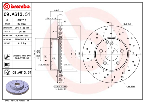 Disc frana 09.A613.51 BREMBO