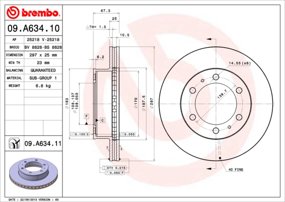 Disc frana 09.A634.11 BREMBO