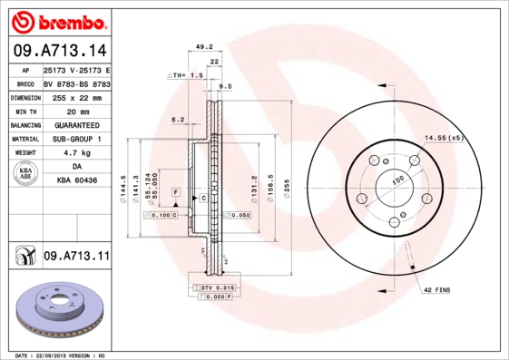 Disc frana 09.A713.11 BREMBO