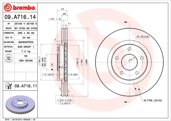 Disc frana 09.A716.11 BREMBO