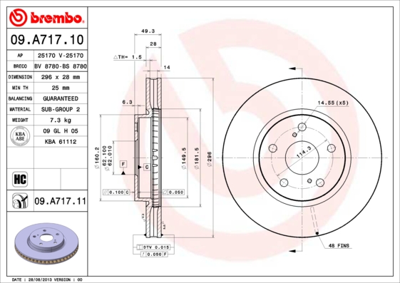 Disc frana 09.A717.11 BREMBO