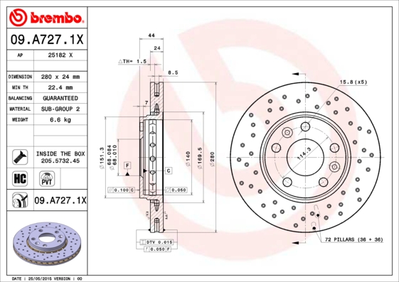 Disc frana 09.A727.1X BREMBO