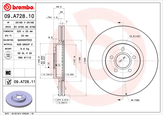 Disc frana 09.A728.11 BREMBO