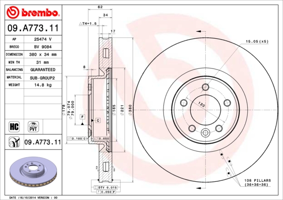 Disc frana 09.A773.11 BREMBO