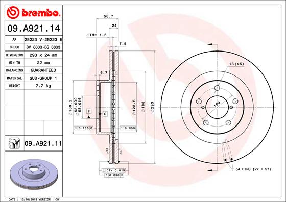 Disc frana 09.A921.11 BREMBO