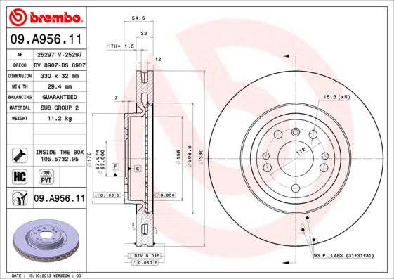 Disc frana 09.A956.11 BREMBO