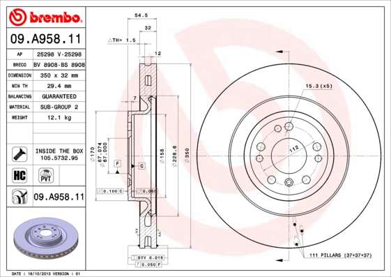 Disc frana 09.A958.11 BREMBO