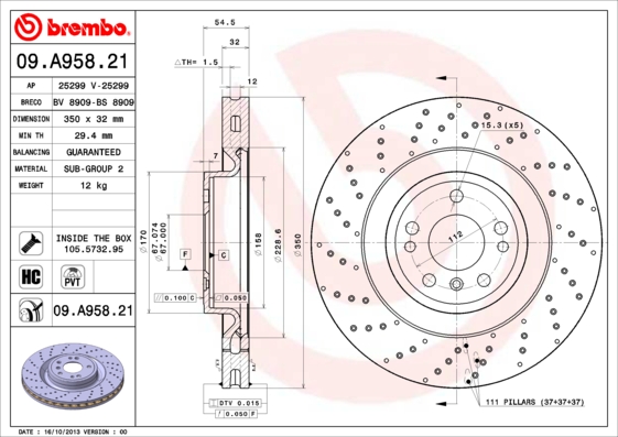 Disc frana 09.A958.21 BREMBO