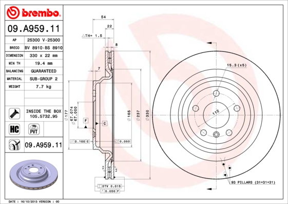 Disc frana 09.A959.11 BREMBO