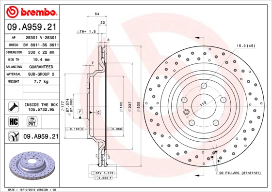 Disc frana 09.A959.21 BREMBO