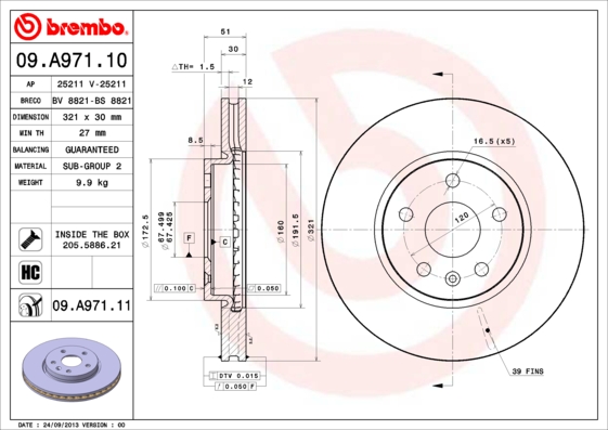 Disc frana 09.A971.11 BREMBO