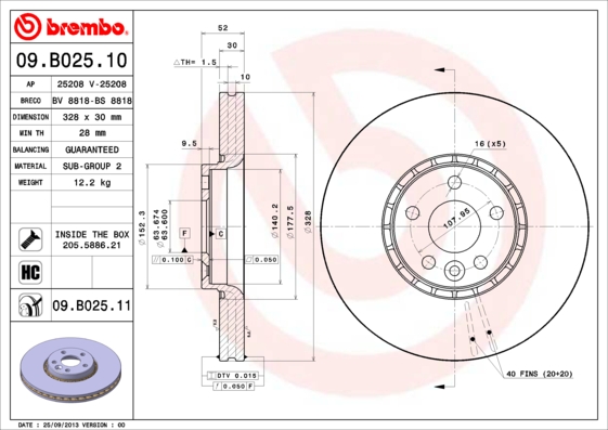 Disc frana 09.B025.11 BREMBO