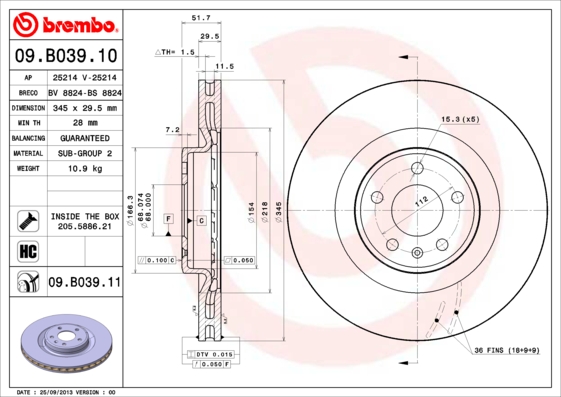 Disc frana 09.B039.11 BREMBO