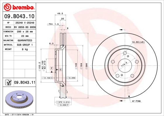 Disc frana 09.B043.11 BREMBO