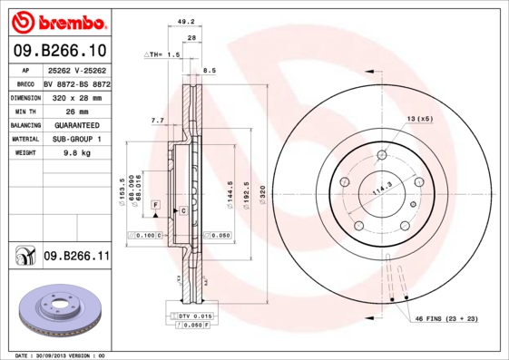 Disc frana 09.B266.11 BREMBO