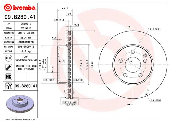 Disc frana 09.B280.41 BREMBO