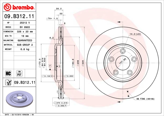 Disc frana 09.B312.11 BREMBO