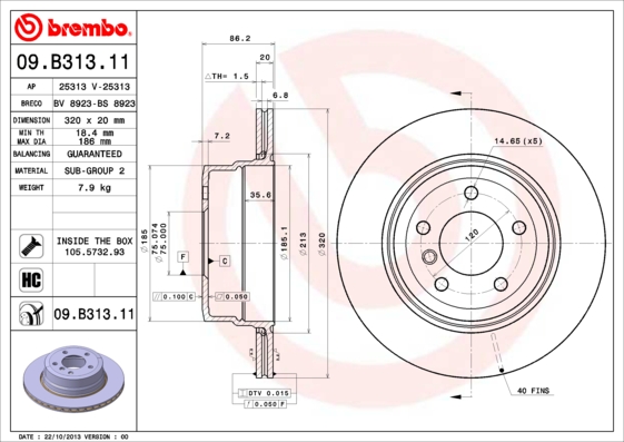 Disc frana 09.B313.11 BREMBO