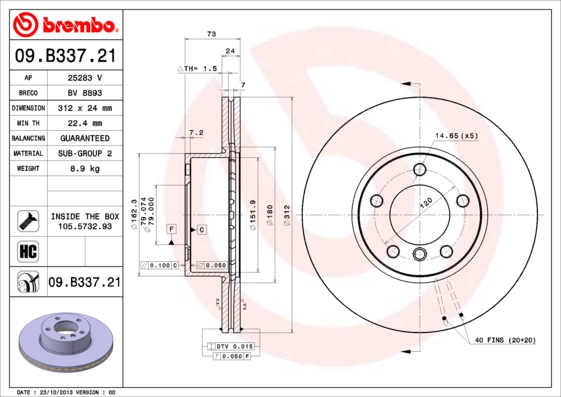 Disc frana 09.B337.21 BREMBO