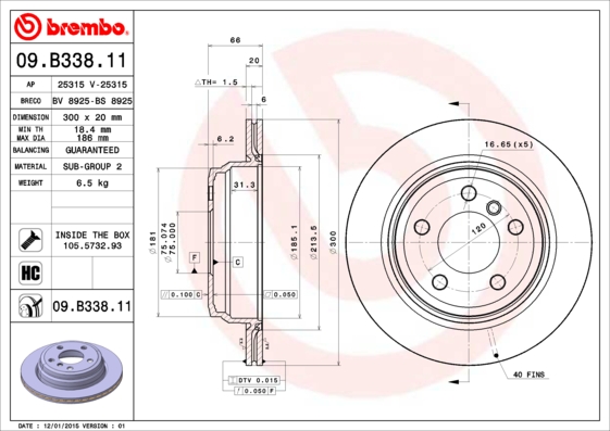 Disc frana 09.B338.11 BREMBO