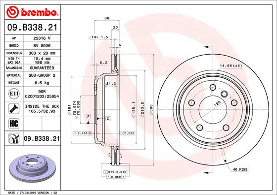 Disc frana 09.B338.21 BREMBO