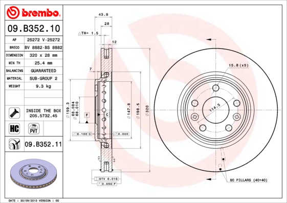 Disc frana 09.B352.11 BREMBO