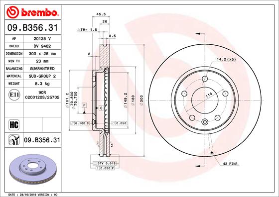 Disc frana 09.B356.31 BREMBO