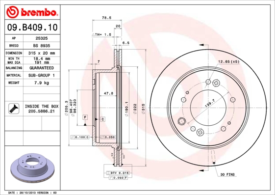 Disc frana 09.B409.10 BREMBO