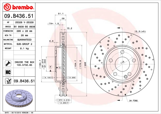 Disc frana 09.B436.51 BREMBO