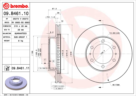 Disc frana 09.B461.11 BREMBO