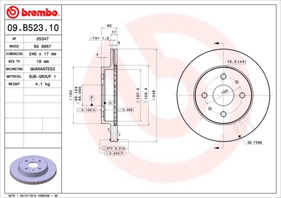 Disc frana 09.B523.10 BREMBO