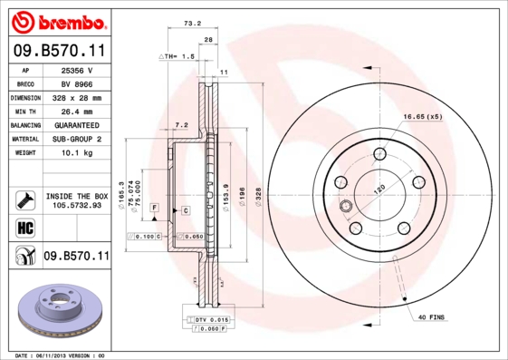 Disc frana 09.B570.11 BREMBO