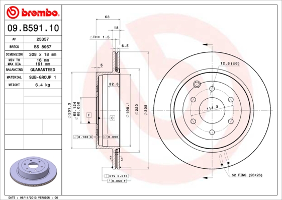 Disc frana 09.B591.10 BREMBO