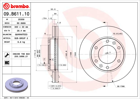 Disc frana 09.B611.10 BREMBO