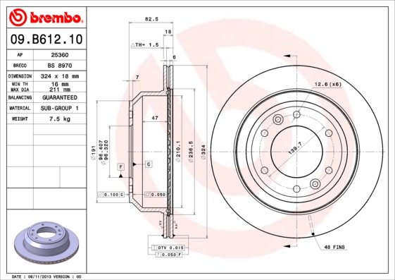 Disc frana 09.B612.10 BREMBO