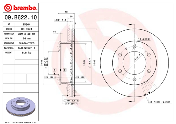 Disc frana 09.B622.10 BREMBO