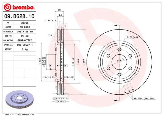 Disc frana 09.B628.10 BREMBO