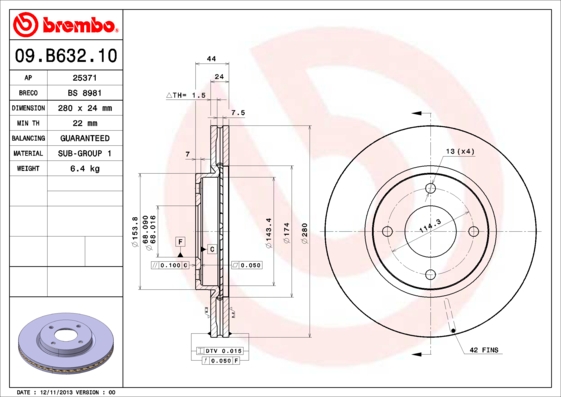 Disc frana 09.B632.10 BREMBO