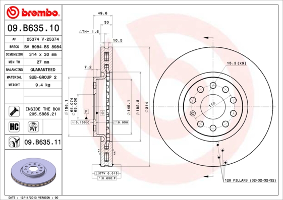 Disc frana 09.B635.11 BREMBO