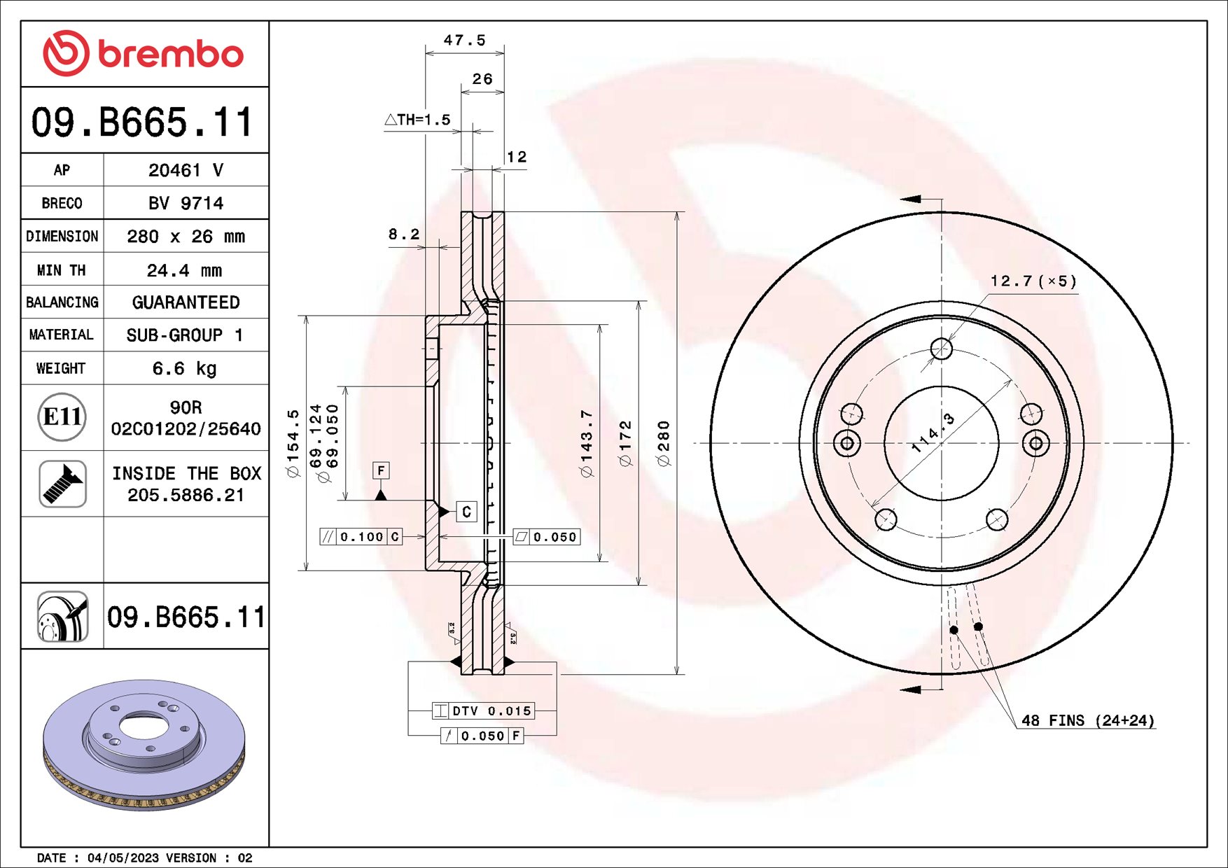 Disc frana 09.B665.11 BREMBO