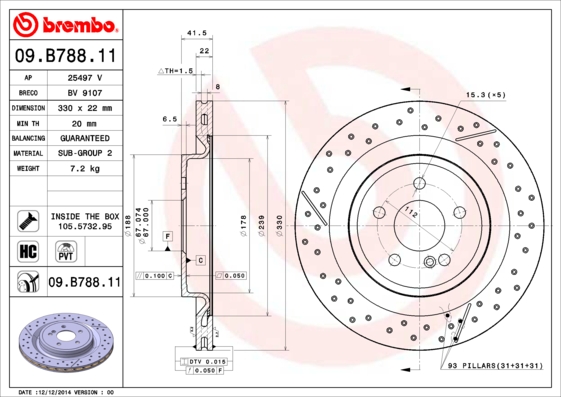 Disc frana 09.B788.11 BREMBO