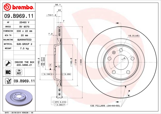 Disc frana 09.B969.11 BREMBO