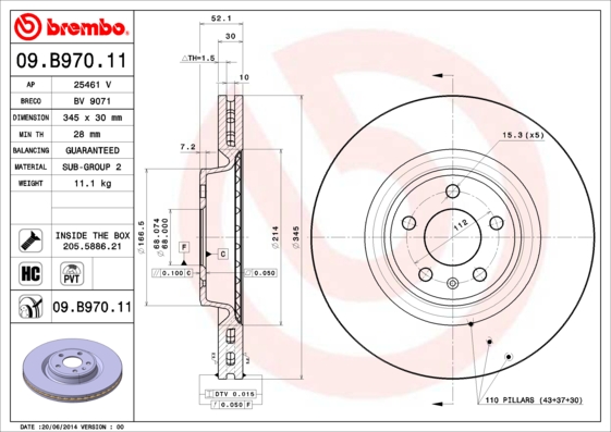 Disc frana 09.B970.11 BREMBO