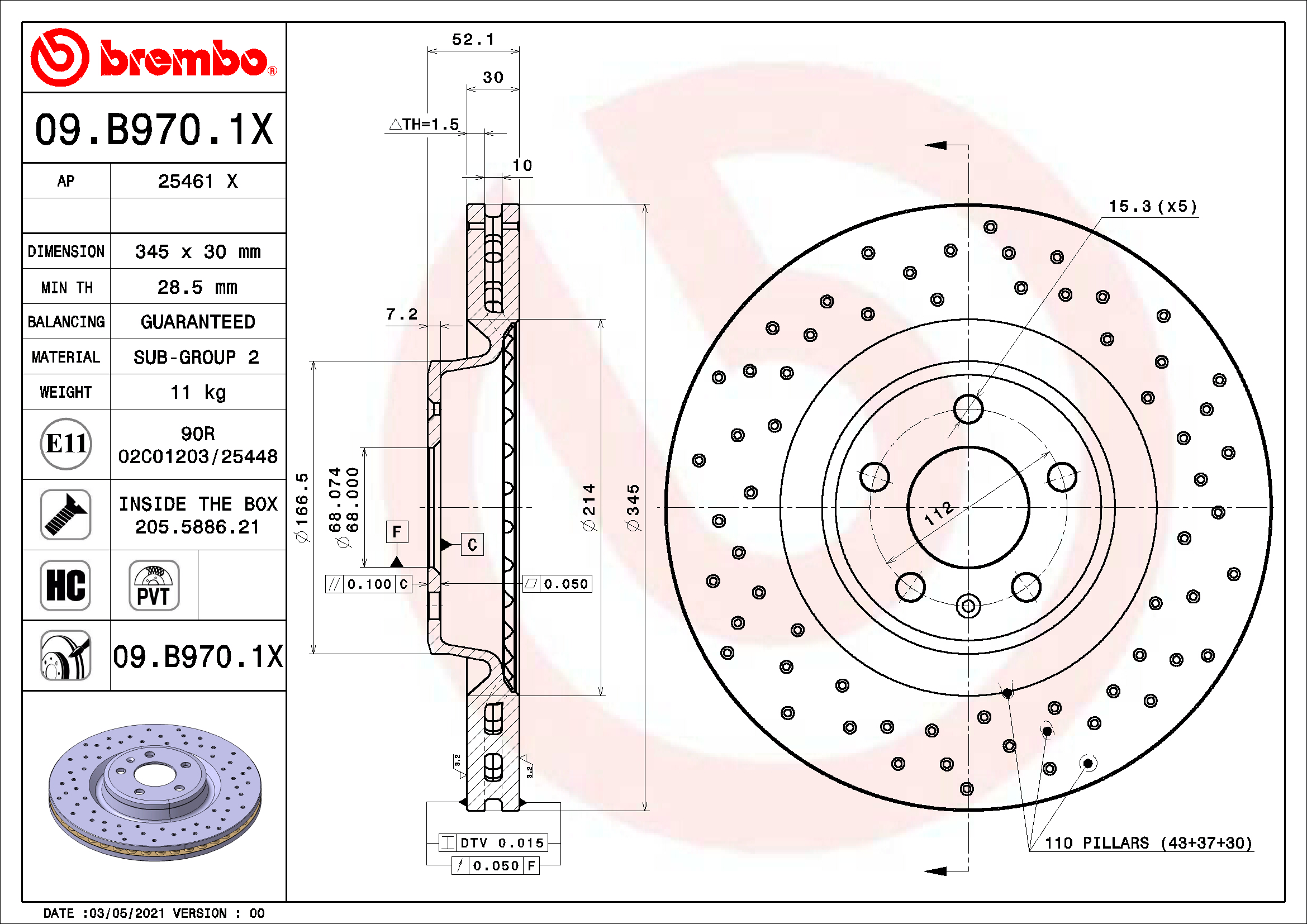 Disc frana 09.B970.1X BREMBO