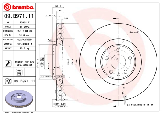 Disc frana 09.B971.11 BREMBO