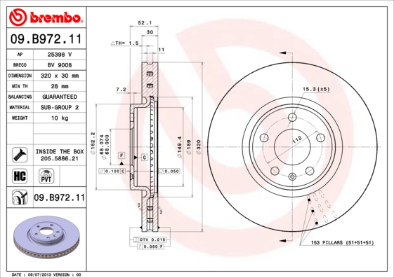 Disc frana 09.B972.11 BREMBO