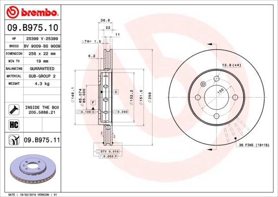 Disc frana 09.B975.11 BREMBO